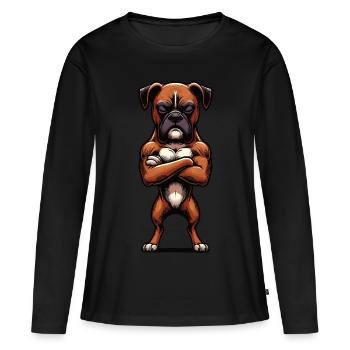 Boxer Boxer Porte Boxer Chien Boxer Propriétaire Boxer Fan - T-shirt manches longues Premium bio Femme - noir - Devant - Julia (174cm)