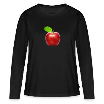 Apfel - Frauen Premium Bio Langarmshirt - Schwarz - Vorne - Julia (174cm)