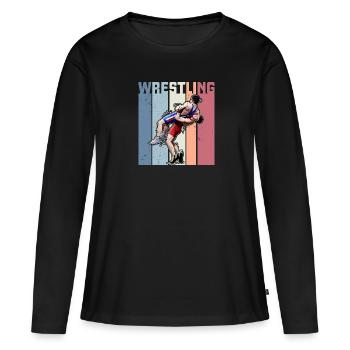 Arts Martiaux Lutte Lutte Lutte - T-shirt manches longues Premium bio Femme - noir - Devant - Julia (174cm)