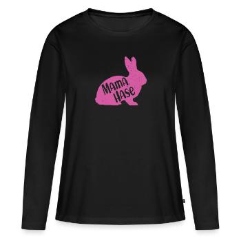 Mama Hase Frohe Ostern Hasenmama Osterhase Mutter - Frauen Premium Bio Langarmshirt - Schwarz - Vorne - Julia (174cm)