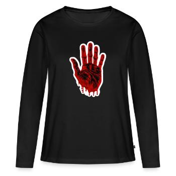 Empreinte de main sanglante d’Halloween - T-shirt manches longues Premium bio Femme - noir - Devant - Julia (174cm)