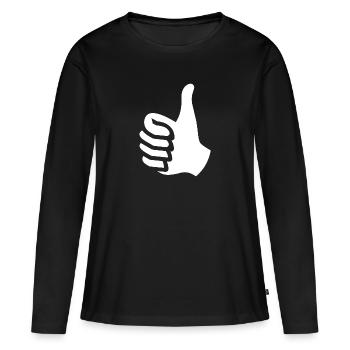 Daumen Hoch - Frauen Premium Bio Langarmshirt - Schwarz - Vorne - Julia (174cm)