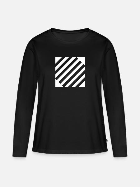 Linien Striche Zebra - Frauen Premium Bio Langarmshirt - Schwarz