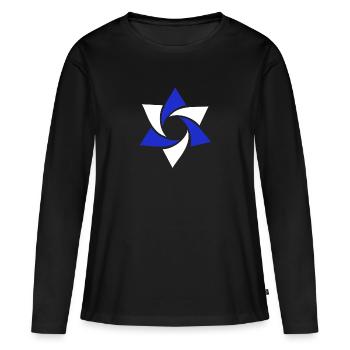 Davidstern - Frauen Premium Bio Langarmshirt - Schwarz - Vorne - Julia (174cm)