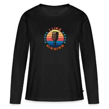 J’aime chanter ! - T-shirt manches longues Premium bio Femme - noir - Devant - Julia (174cm)