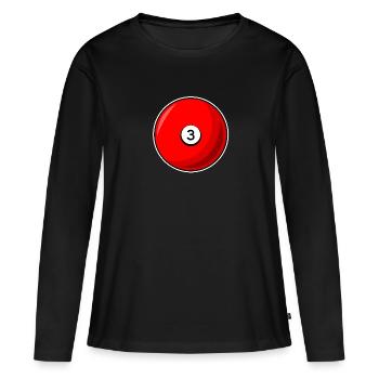 Billardkugel 3 rot Billard drei - Frauen Premium Bio Langarmshirt - Schwarz - Vorne - Julia (174cm)
