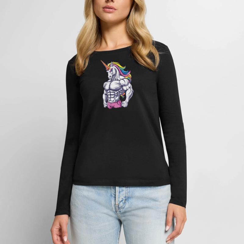 Gym Einhorn Frauen Premium Bio Langarmshirt