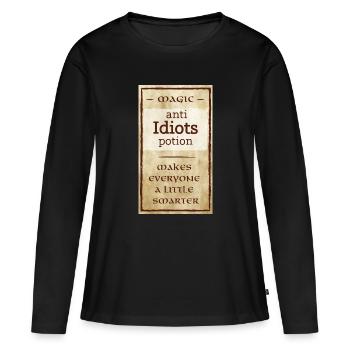 anti idiots - T-shirt manches longues Premium bio Femme - noir - Devant - Julia (174cm)