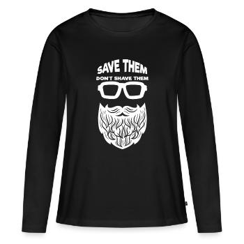 Coiffure de barbe Barbe Rasage de barbe Déclaration de croissance de la barbe - T-shirt manches longues Premium bio Femme - noir - Devant - Julia (174cm)