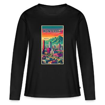 Design rétro de Monterrey au Mexique - T-shirt manches longues Premium bio Femme - noir - Devant - Julia (174cm)