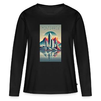 Design moderne de Monterrey, Mexique - T-shirt manches longues Premium bio Femme - noir - Devant - Julia (174cm)