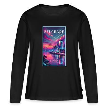 Conception de la ville de Belgrade en Serbie - T-shirt manches longues Premium bio Femme - noir - Devant - Julia (174cm)