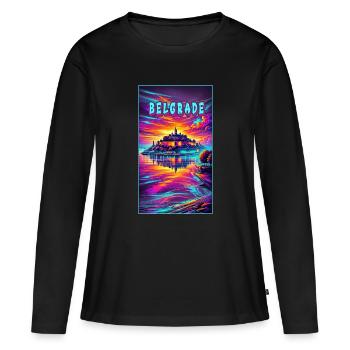 Motif souvenir de Belgrade, Serbie - T-shirt manches longues Premium bio Femme - noir - Devant - Julia (174cm)
