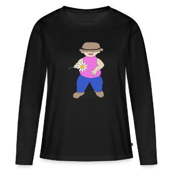 Une fleur pour vous - T-shirt manches longues Premium bio Femme - noir - Devant - Julia (174cm)
