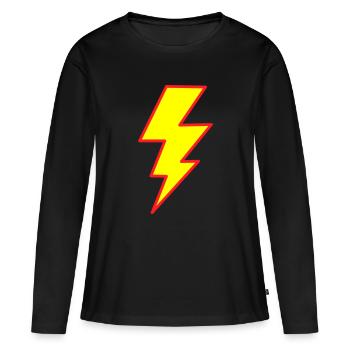Double éclair - T-shirt manches longues Premium bio Femme - noir - Devant - Julia (174cm)