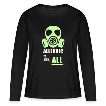 Allergique à vous – T-shirt d’humour de masque à gaz - T-shirt manches longues Premium bio Femme - noir - Devant - Julia (174cm)