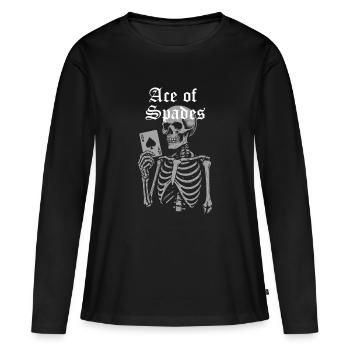 Illustration du squelette de l'As de pique - T-shirt manches longues Premium bio Femme - noir - Devant - Julia (174cm)