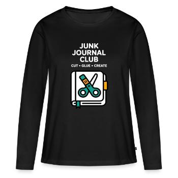 Crée de la colle coupée du Junk Journal Club - T-shirt manches longues Premium bio Femme - noir - Devant - Julia (174cm)
