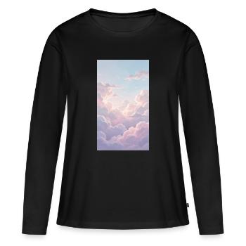 Background clouds Pink - Frauen Premium Bio Langarmshirt - Schwarz - Vorne - Julia (174cm)