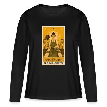 Gouvernante | Tarot domestique - T-shirt manches longues Premium bio Femme - noir - Devant - Julia (174cm)