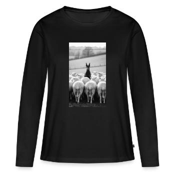 Protection de poêle à l’aube - T-shirt manches longues Premium bio Femme - noir - Devant - Julia (174cm)