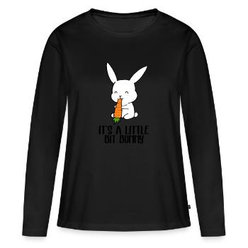 Cute Rabbit Eating a Carrot Pun - Women's Premium Organic Long Sleeve Shirt - black - Front - Julia (174cm)