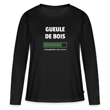 gueule de bois chargement en cours - T-shirt manches longues Premium bio Femme - noir - Devant - Julia (174cm)
