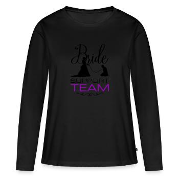 Mariage de l’équipe de soutien de la mariée - T-shirt manches longues Premium bio Femme - noir - Devant - Julia (174cm)
