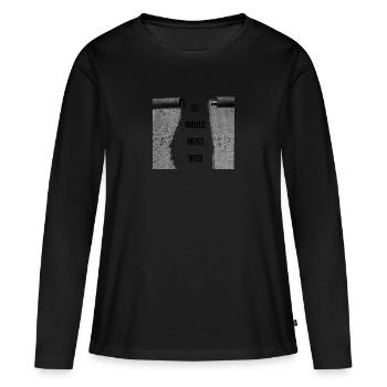 Die Mauer muss weg - Frauen Premium Bio Langarmshirt - Schwarz - Vorne - Julia (174cm)