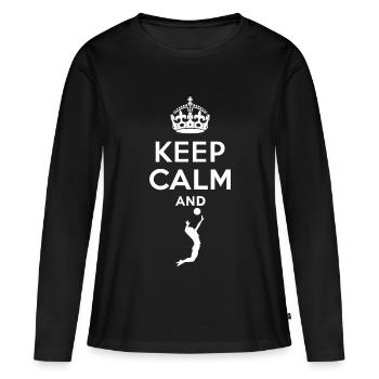 Keep Calm - Volleyball - T-shirt manches longues Premium bio Femme - noir - Devant - Julia (174cm)
