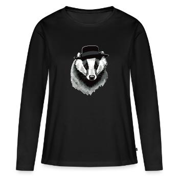 Dachs - Frauen Premium Bio Langarmshirt - Schwarz - Vorne - Julia (174cm)