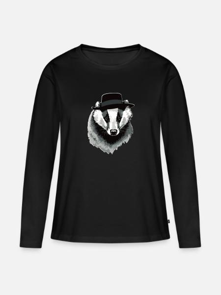 Dachs - Frauen Premium Bio Langarmshirt - Schwarz