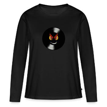 Enregistrez avec le visage du diable - T-shirt manches longues Premium bio Femme - noir - Devant - Julia (174cm)