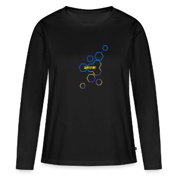 Geschenk Davin - Frauen Premium Bio Langarmshirt - Schwarz - Vorne - Julia (174cm)