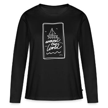 Voyages maritimes - T-shirt manches longues Premium bio Femme - noir - Devant - Julia (174cm)