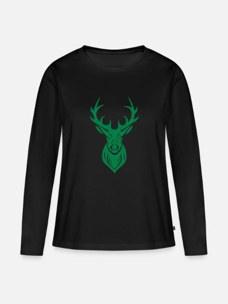 Hirsch Geweih - Frauen Premium Bio Langarmshirt - Schwarz
