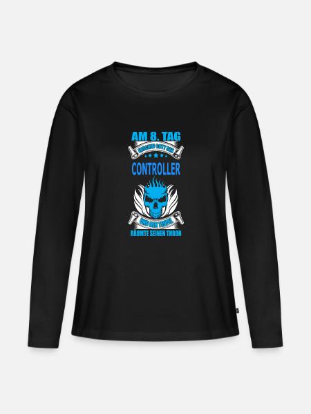 CONTROLLER - Frauen Premium Bio Langarmshirt - Schwarz