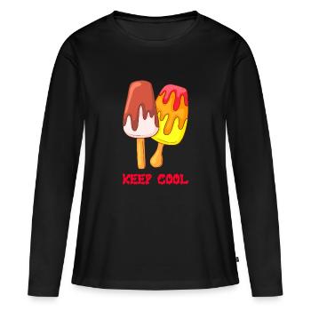 Crème glacée crème glacée crème glacée boule de glace crème glacée - T-shirt manches longues Premium bio Femme - noir - Devant - Julia (174cm)
