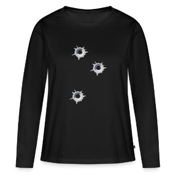 Impacts pistolet pistolet tir sport cadeau - T-shirt manches longues Premium bio Femme - noir - Devant - Julia (174cm)