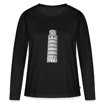 Tour penchée de Pise - T-shirt manches longues Premium bio Femme - noir - Devant - Julia (174cm)