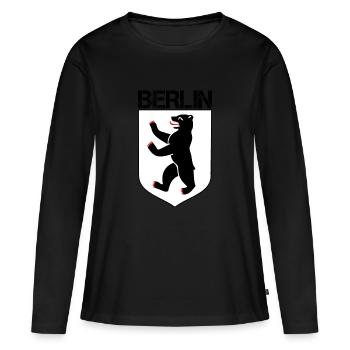 Berliner Bär Wappen - Frauen Premium Bio Langarmshirt - Schwarz - Vorne - Julia (174cm)