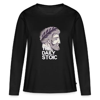 Marcus Aurelius | Le stoïque quotidien - T-shirt manches longues Premium bio Femme - noir - Devant - Julia (174cm)