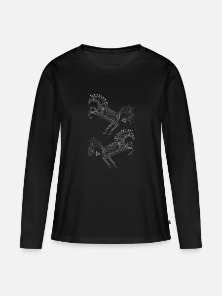Pferd/ geometrisch - Frauen Premium Bio Langarmshirt - Schwarz