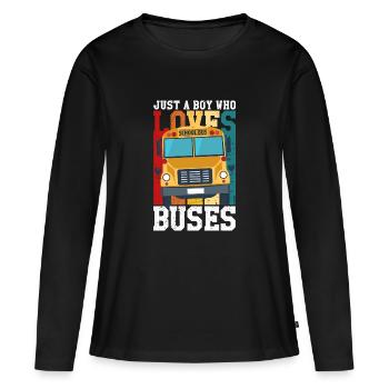 Vintage Just a boy who loves Buses - T-shirt manches longues Premium bio Femme - noir - Devant - Julia (174cm)