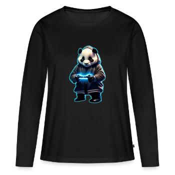 Panda Gamer - T-shirt manches longues Premium bio Femme - noir - Devant - Julia (174cm)