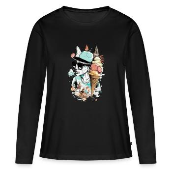 Marco le glacier - T-shirt manches longues Premium bio Femme - noir - Devant - Julia (174cm)