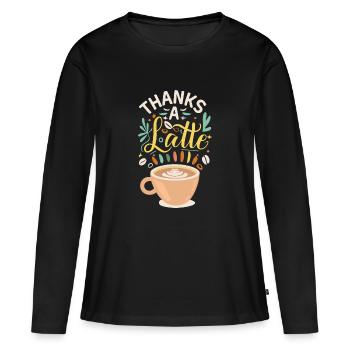 Merci A Latte - T-shirt manches longues Premium bio Femme - noir - Devant - Julia (174cm)