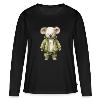 Eucalyptus enchanteur : T-shirt BounceKoala - T-shirt manches longues Premium bio Femme - noir - Devant - Julia (174cm)