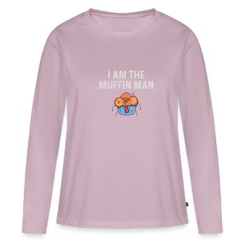 Je suis l’homme à muffins chemise drôle muffin homme - T-shirt manches longues Premium bio Femme - rose poudré - Devant - Julia (174cm)
