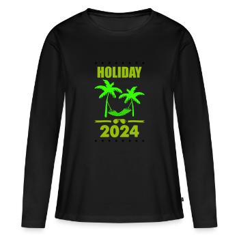 Vacances 2024 Vacances - T-shirt manches longues Premium bio Femme - noir - Devant - Julia (174cm)